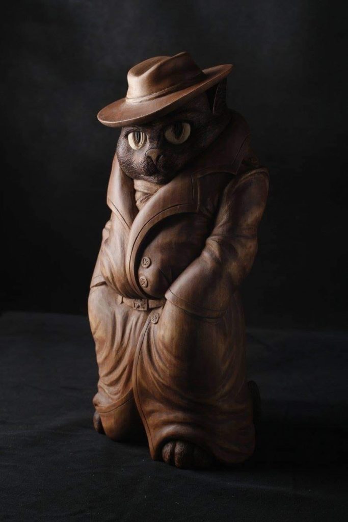 деревянная статуэтка "кот детектив,", Алексей Новиков